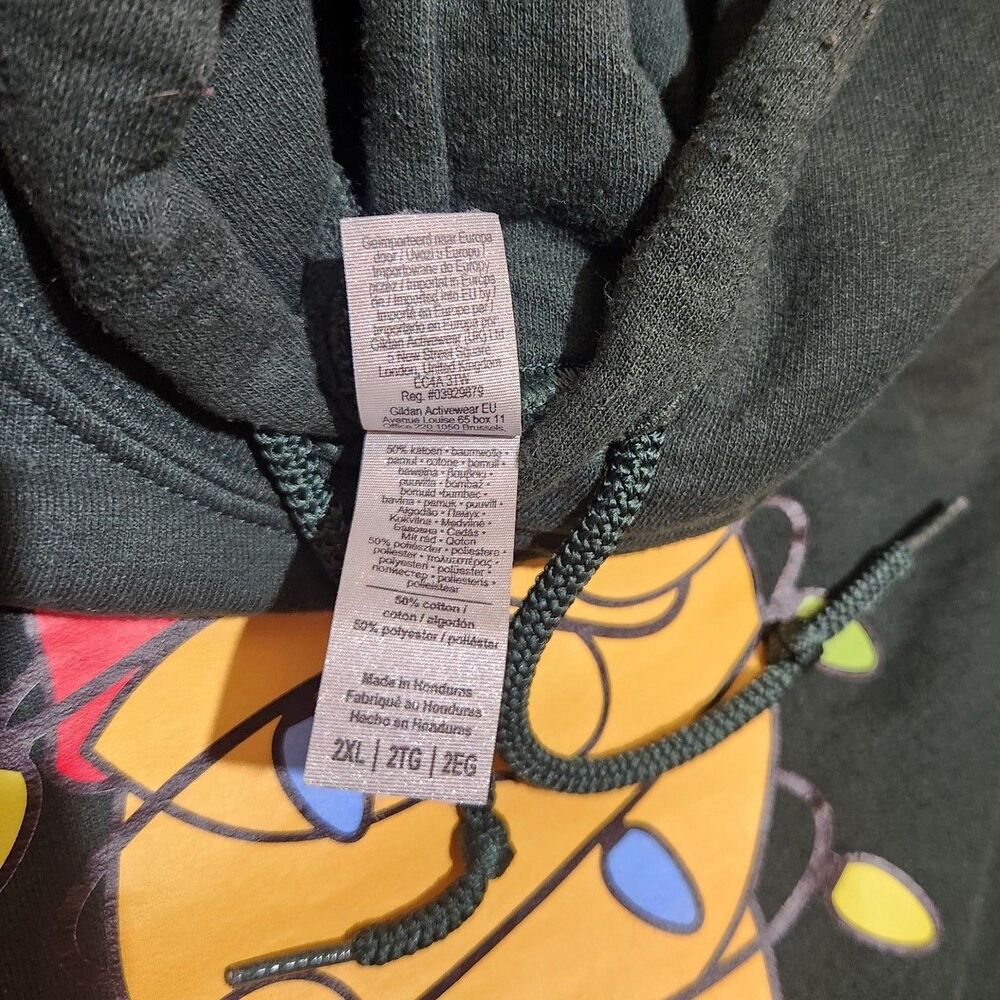 Gildan Disney Winnie The Pooh Christmas Light-Up Hoodie, Dark Green, 2XL - Picture 5 of 8